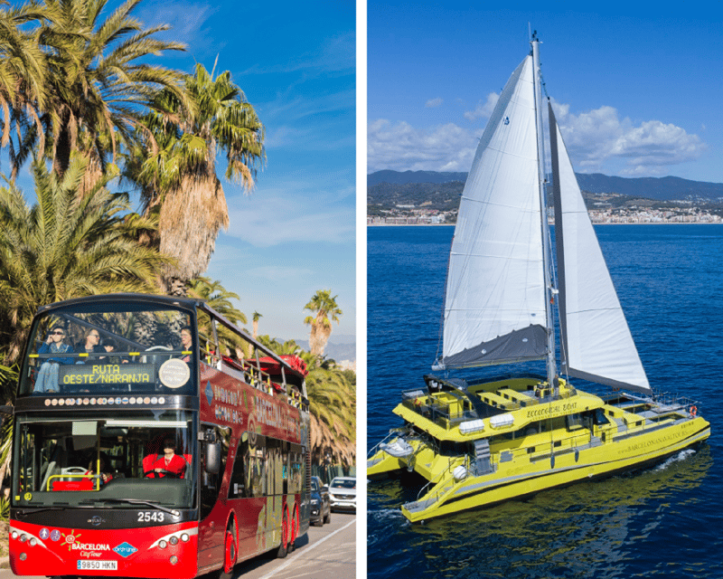 Barcelona: Hop-On Hop-Off Bus with Sailing Cruise - The green East route, with Sagrada Familia and Park Güell