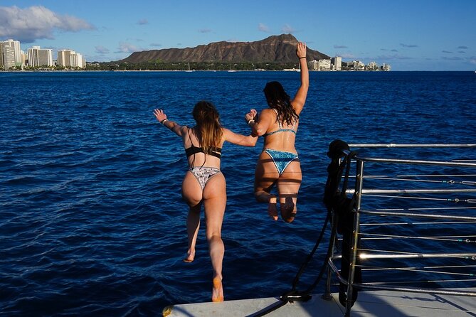 Best Waikiki Sunset Cruise:BYOB Sunset Sail with Swimming - Music, drinks, and the Three Tiki mood