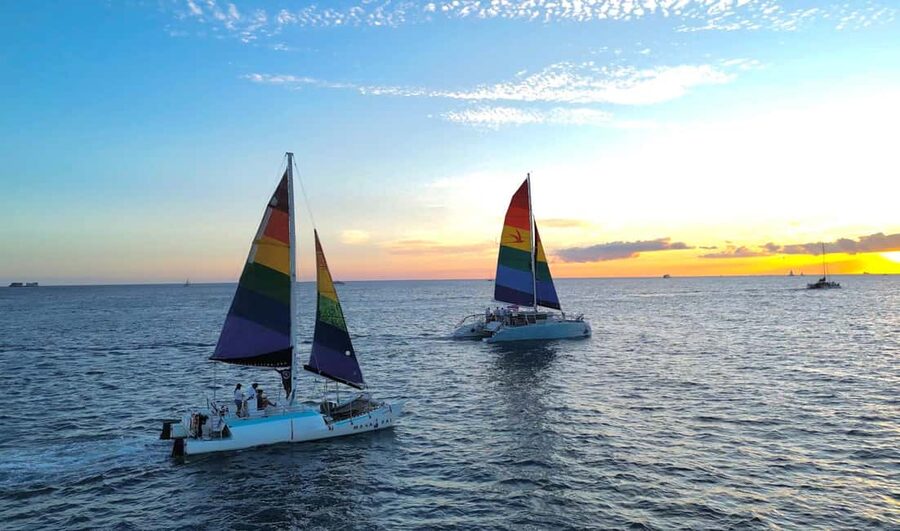 Board from Waikiki Beach: Scenic Sunset Sail on the Hāwea - Diamond Head, changing skies, and the sunset view