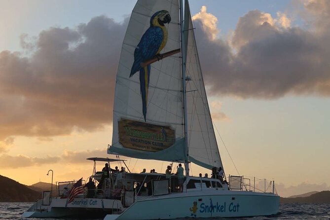 Champagne Sunset Sail from Margaritaville - Sailing past St. Thomas as the light changes