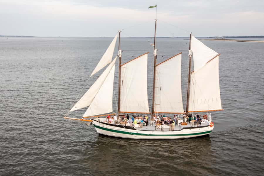 Charleston: Schooner Sailing Harbor Tour & Dolphin Watch - Leaving Aquarium Wharf and raising the sails