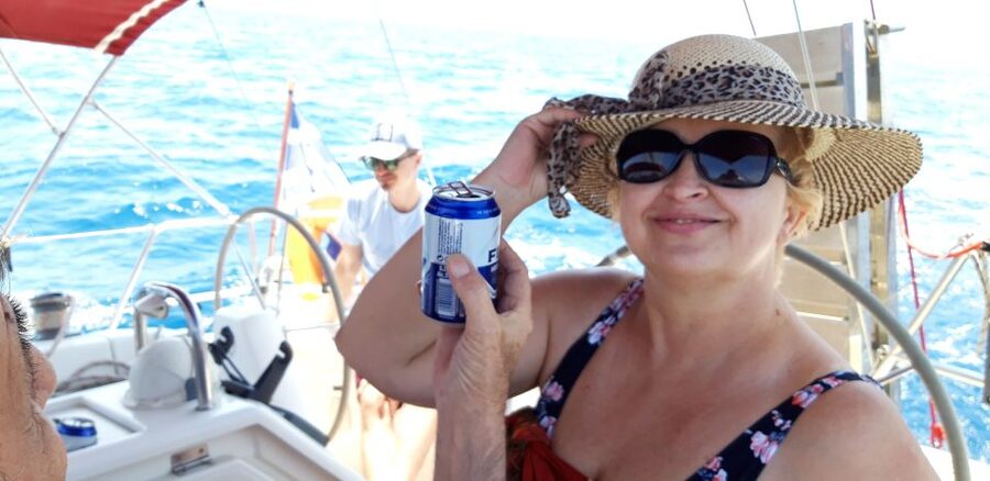 From Chania: Fully Private Sailing Cruise with Meal & Drinks - Leaving Souda Bay aboard Be Happy