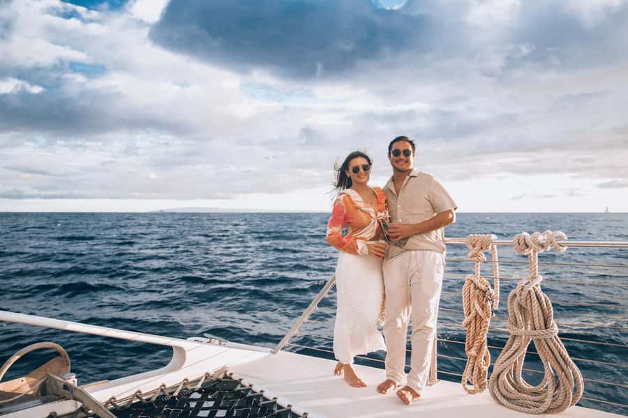 From Ma'alaea: 'Alihilani Sunset Sail Catamaran Tour - Sunset views with room to breathe