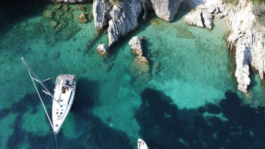Gouvia: Corfu Island Sailing Trip with Snack and Soft Drinks - First swim at Barbati Beach