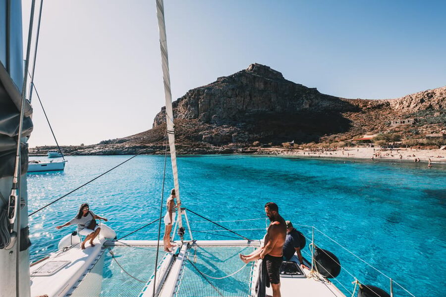 Kissamos: Balos & Gramvousa Luxury Catamaran Sailing Cruise - From Kissamos Port to a comfortable morning at sea