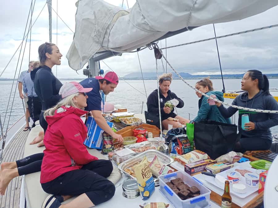 Lake Taupo: Classical Sailing to the Māori Rock Carvings - The swim stop in clear Lake Taupō