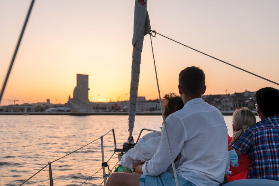 Lisbon: Daytime/Sunset/Night City Sailboat Tour with Drink - The central waterfront, from Commerce Square to Alfama