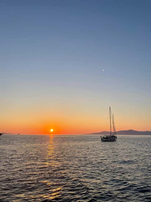 Mykonos: Sunset Sail Cruise to Rhenia, Beach Hopping, Dinner - Rhenia: two hours in clear water