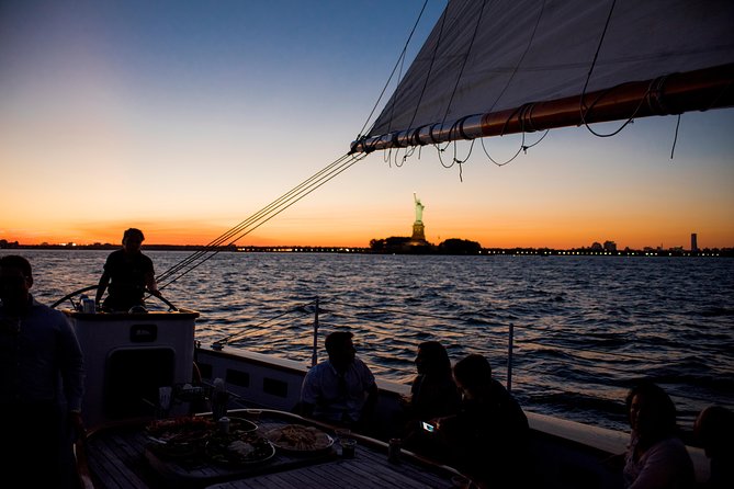 New York Sunset Schooner Cruise on the Hudson River - Ellis Island and the approach to Lady Liberty