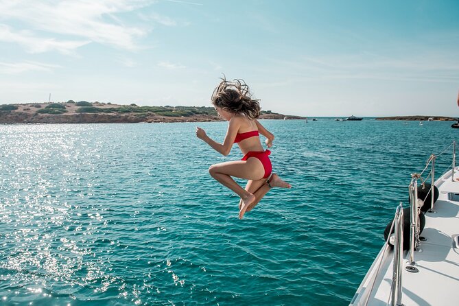 Sail the Athenian Coastline on a Catamaran with Meal & Wine - Swimming near tiny Hydroussa island