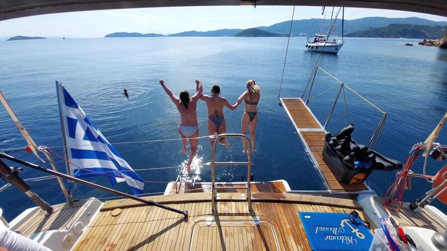 Skiathos: Full-Day Sailing Cruise with Lunch - Dasia sea caves when the weather cooperates