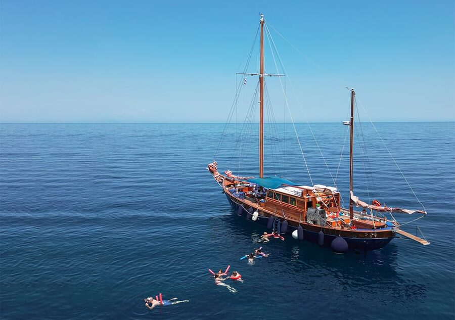 Skiathos: Wooden Sailboat Full- or Half-Day Trip with Meal - How the eight-hour sailing day unfolds