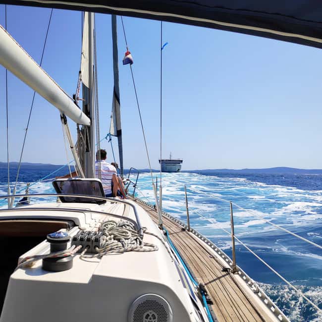 Split: Half Day Sailing Tour with Swim Stop, Snacks and Wine - Leaving Split on a 33-foot sailboat