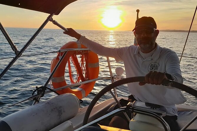 Sunset on a Luxury Sailing Yacht from Vilamoura (Max 12 Guests) - A small beach reached only by water at high tide