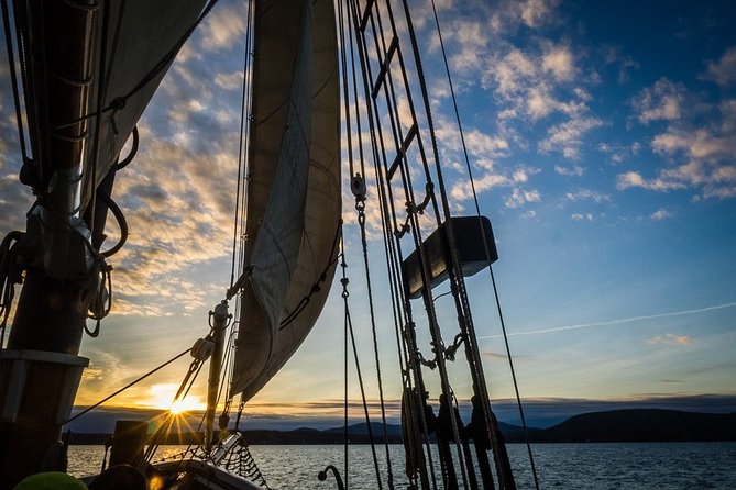 Windjammer Classic Sunset Sail from Camden, Maine - The Appledore II: a Maine-built schooner with a long wake
